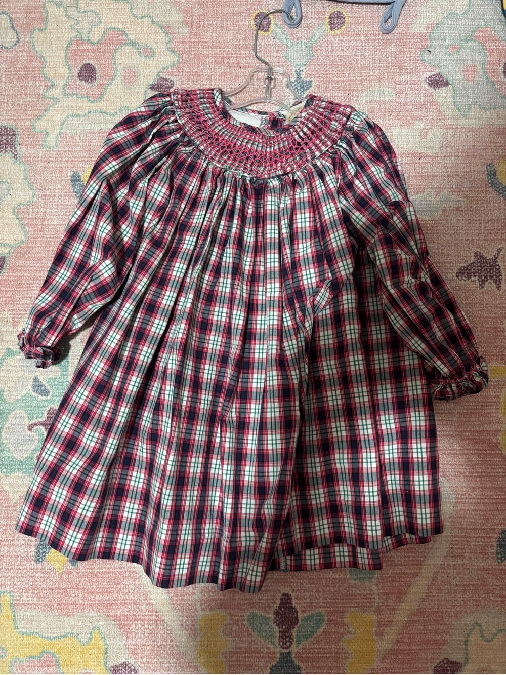 Beaufort Bonnet Smocked Plaid Long-Sleeve Girls Dress